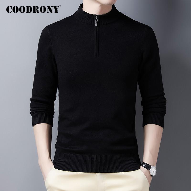 

COODRONY High Quality Soft Warm Winter Zipper Turtleneck Sweater Men Streetwear Tops Fashion Casual Cotton Pullover Jumper C1230, Gray