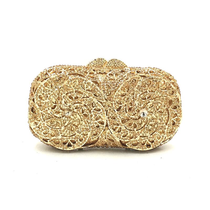 

Elegant diamonds bag evening party rhinestone hollow out clutches women crystal purses bridal wedding party designer clutches, Color 1 gold