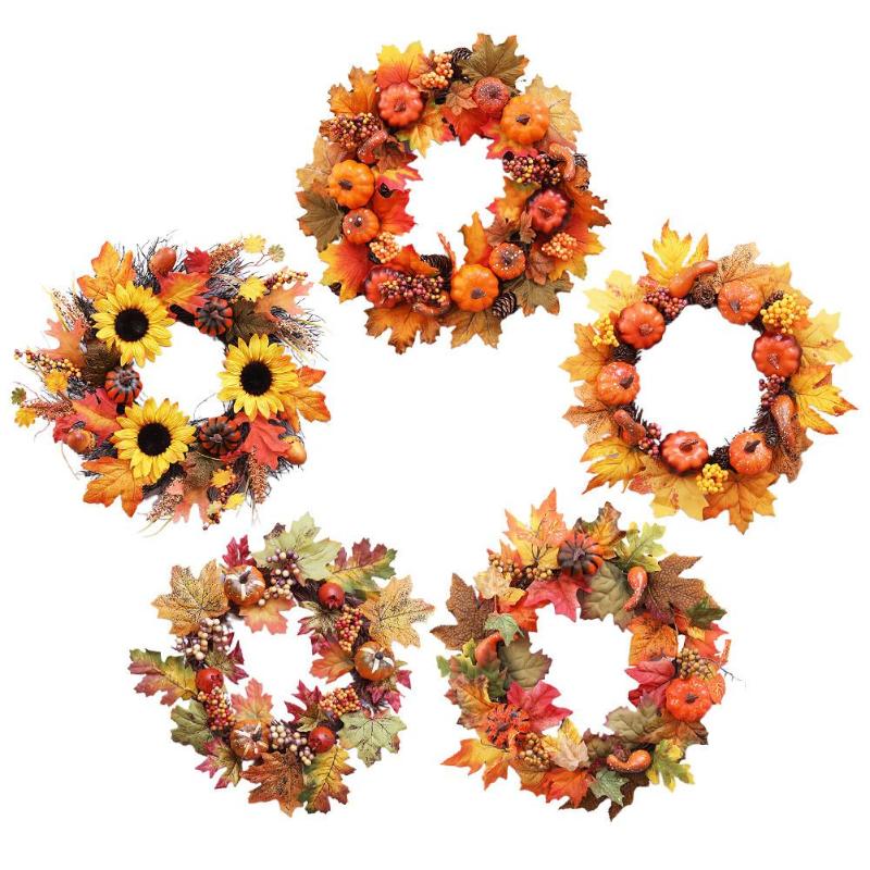 

Durable Halloween Artificial Wreath Realistic Simulation Maple Pendant Garland Pumpkin Berry Decoration Prop for Indoor Outdoor
