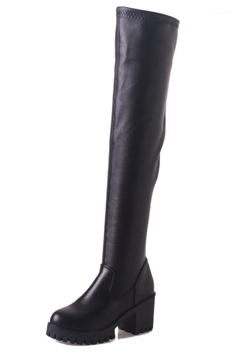

Autumn Winter Women Boots Thigh High Boots Ladies Fashion pu leather Lace-up Woman Winter Shoes Slim the knee high1, Black