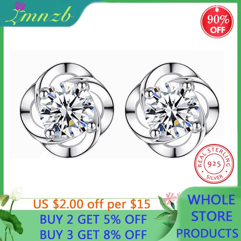 

LMNZB Simple White Petal Earrings For Women Bohemian 925 Sterling Silver Flower Stud Earring Original Silver 925 Jewelry GE2