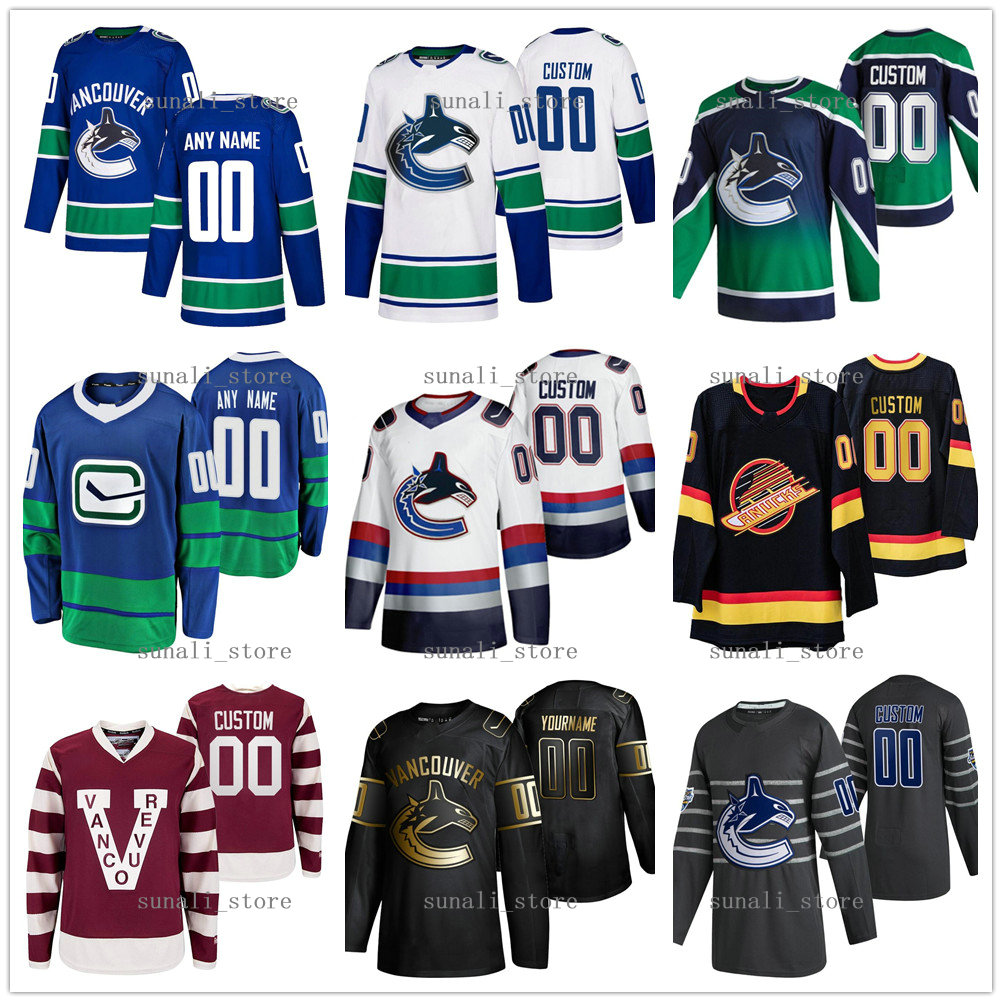

Stitched 79 Micheal Ferland 96 Adam Gaudette 27 Travis Hamonic 36 Nils Hoglander 43 Quinn Hughes 71 Zack MacEwen 56 Marc Michaelis Jerseys, Men black