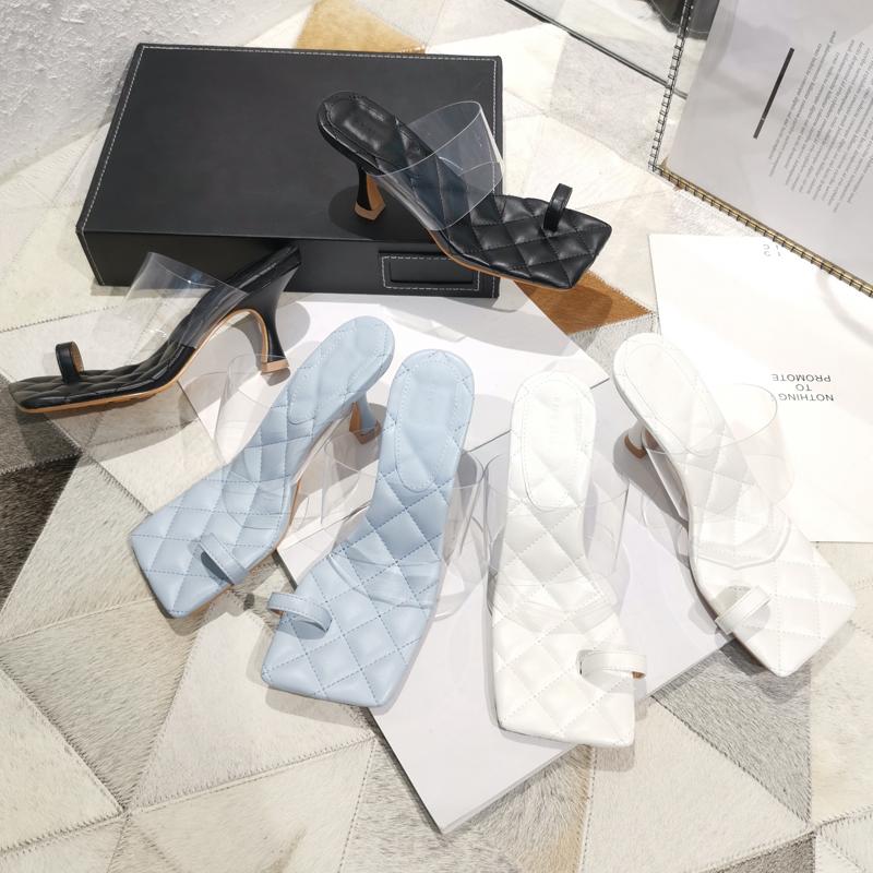 

Giyu2021 Women Slides High Heels Mules Fetish Summer PVC Sandals Transparent Slippers Kitten Low Heels Wedding Bridal Soft Shoes, Nude