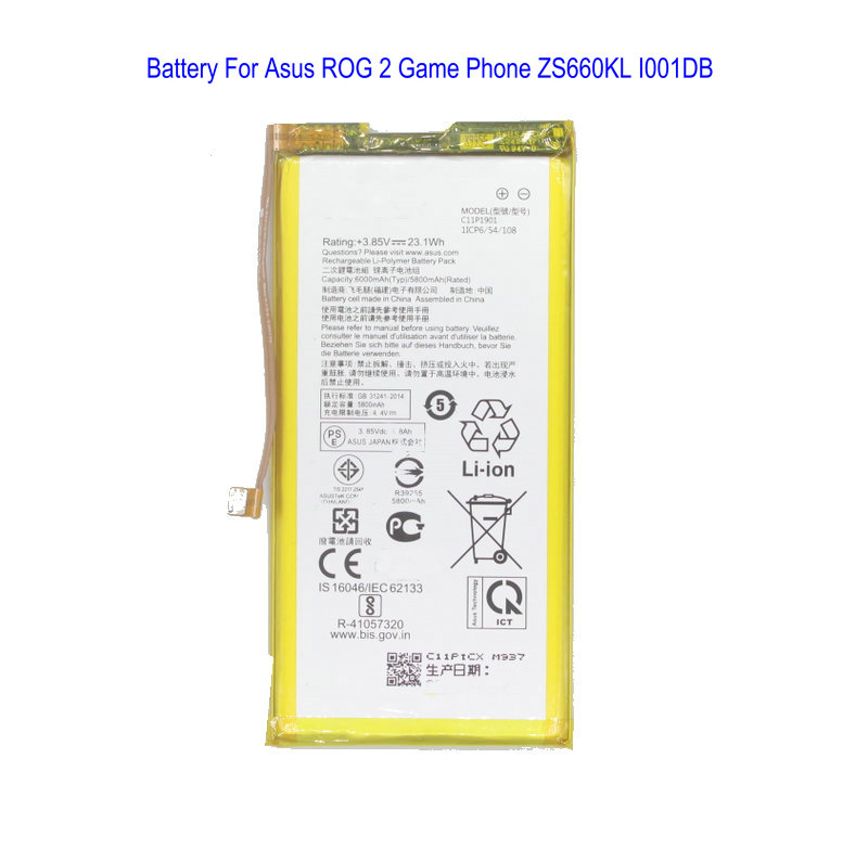 

1x 6000mAh /23.1Wh C11P1901 Phone Replacement Battery For Asus ROG 2 Game Phone ZS660KL I001DB Batteries