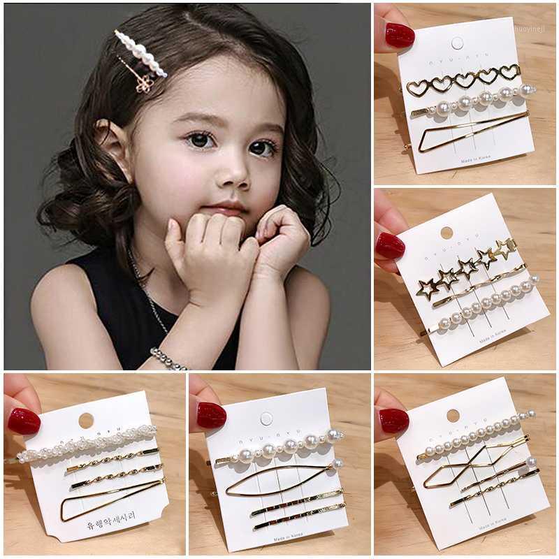

3Pcs/Set New Women Elegant Geometric Pearls Hairpins Alloy Oranment Headbands Grils lovely Barrettes Hair Clips Hair Accessories1, Oval pearl-4 pcs