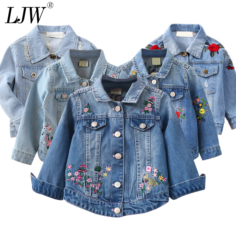 

Girl denim jacket coat Flower embroidery New fashion Children's Spring Autumn coat kids jacket baby coat girl's baby jacket LJ200828, As images