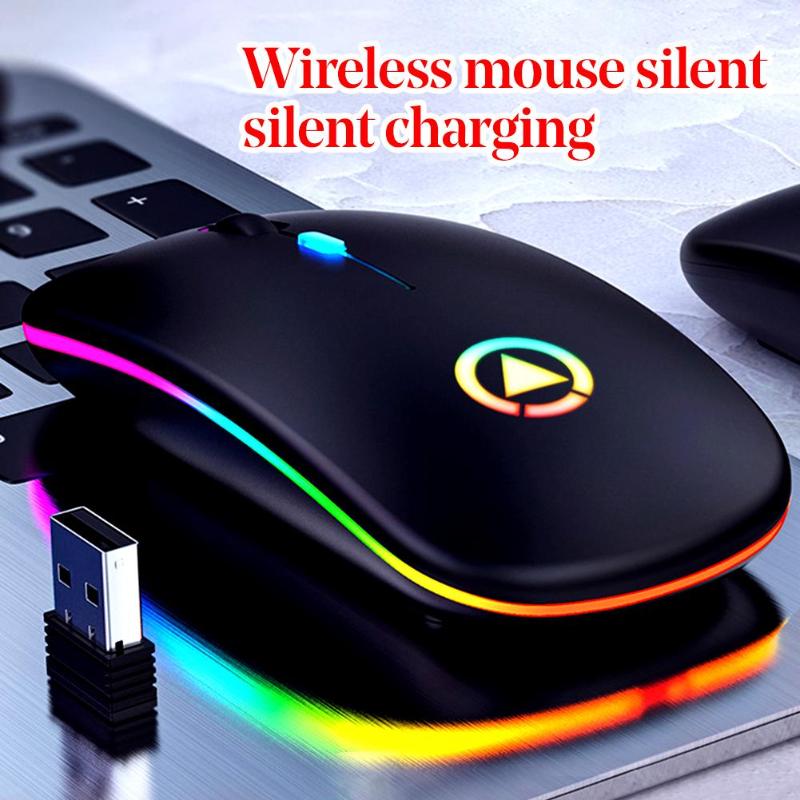 

LED Backlit Rechargeable Wireless Mouse USB Receiver Ergonomic Optical Gaming Mouse Silent Desktop PC Laptop