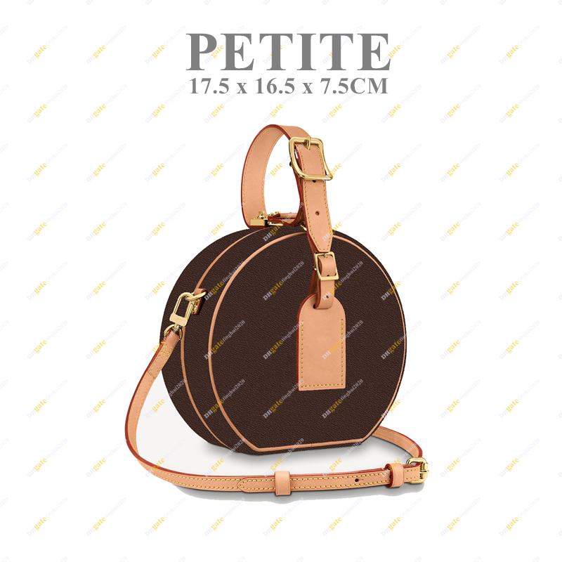 

New Ladies Fashion Designer High Quality 5A Messenger Bag M43514 17CM Rigid Shoulder Bag Round Bag Round Cake Bags Free Shipping In Stock, Brown flower 1
