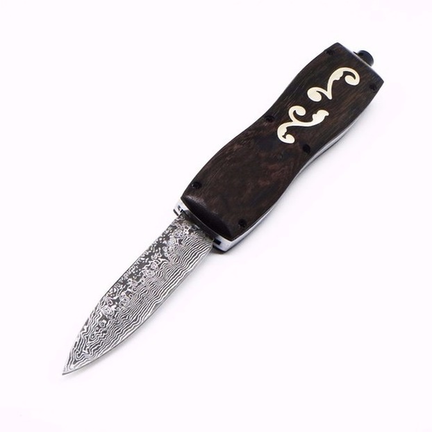 

butterfly beast double action 440C Black horn handle folding camping hunting survive knife automatic knives XMAS gift