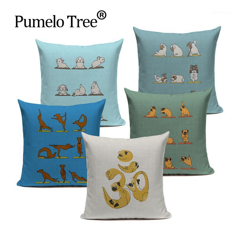 

Pug Dog Yoga Cushion Cute Cover Sleep Dog Throw Pillow Cover Animal Cushion Sofa Decoratove Pillow Case Custom1, Q0007 22