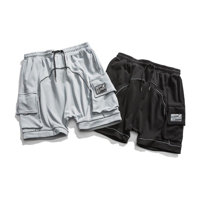 

Large pocket workwear casual sports shorts polyester cotton casual shorts regular pockets knee length, Black