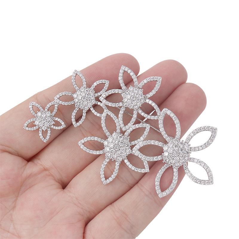 

Pins, Brooches WEIMANJINGDIAN Arrival Shinning Cubic Zirconia CZ Crystal Micro-pave Flowers Brooch Pins For Women Or Wedding