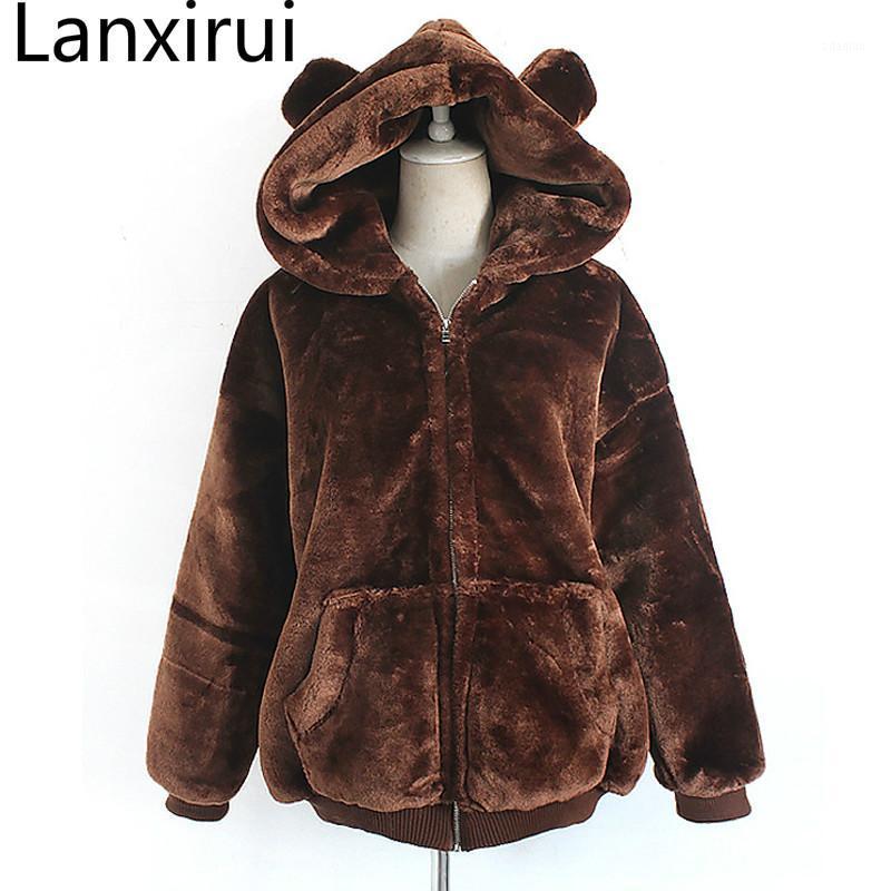 

Korean Cute Thicken Jacket Hooded Woman Coat Of Winter Long Sleeve Jackets For Women Straight Thick Plush Jacket Abrigo Mujer1, Black