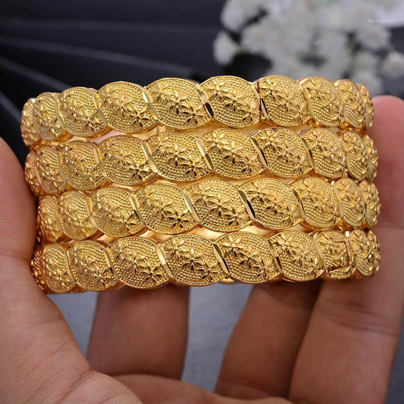 

Wando 4Pcs/lot Bangles Dubai Gold color Bangles For Women Bangle&Bracelet Africa Jewelry Ethiopian Middlle East Bride Gift1