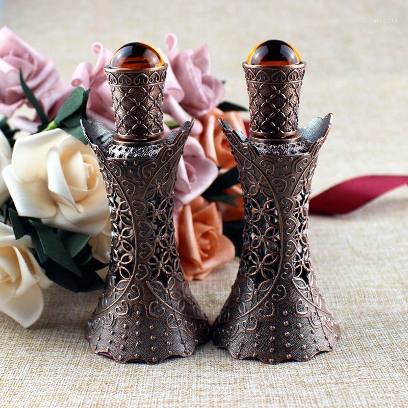 

1PC 12ml Antiqued Metal Glass Bottle Arab Style Essential Oils Bottle with Glass Dropper Middle East Perfume Oil1