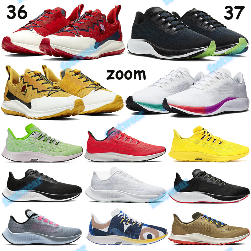

Fly Zoom knit Pegasus mesh 37 36 Running Shoes chrome yellow be true 2020 Men Women FM Trainers hyper grape White Multi-Color Sneakers, 18.gunsmoke