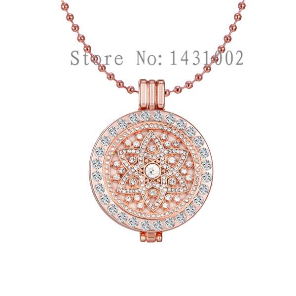 

Vinnie Design Jewelry New 35mm Coin Pendant Necklace with Luxury Crystal Flower Disc Coin