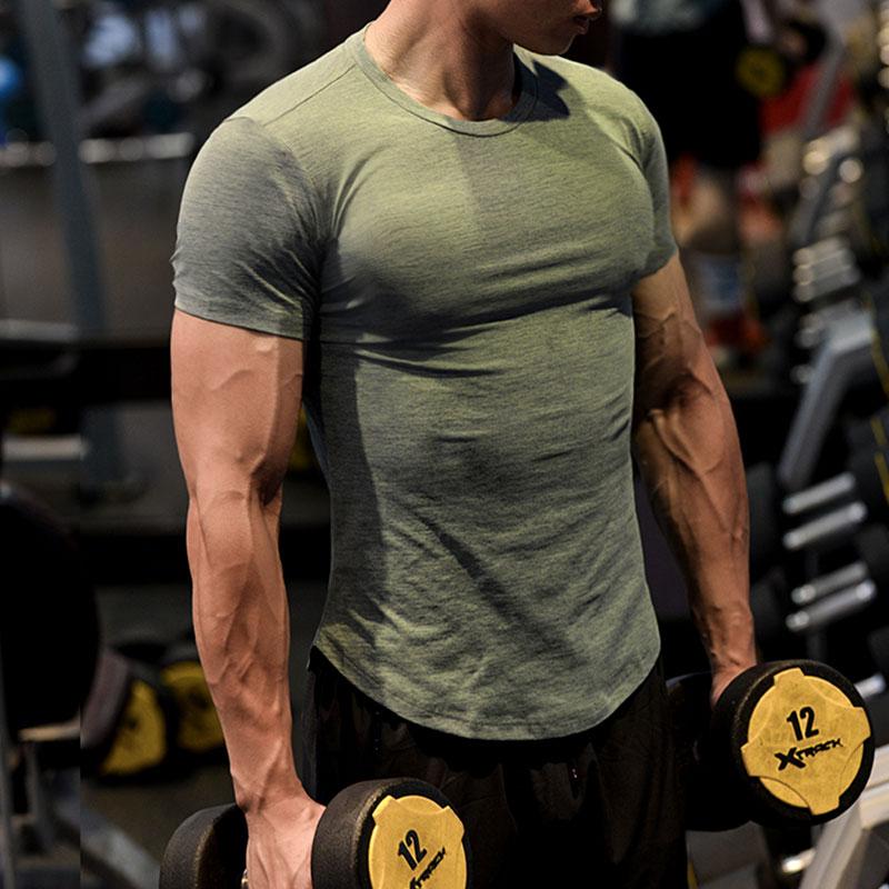 

New design Spandex Gym Shirt Sport T Shirt Men Short Sleeve Running Men Workout Training Tees Fitness Top Sport T-shirt, P51-1 shirts