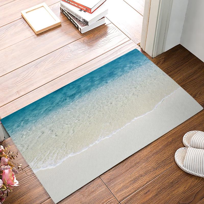 

Ocean Decor Door Mats Rug Beach Blue Sea Water for Floor Mats Front Doormats Non-Slip Bedroom Carpet Home Kitchen Rug, As pic