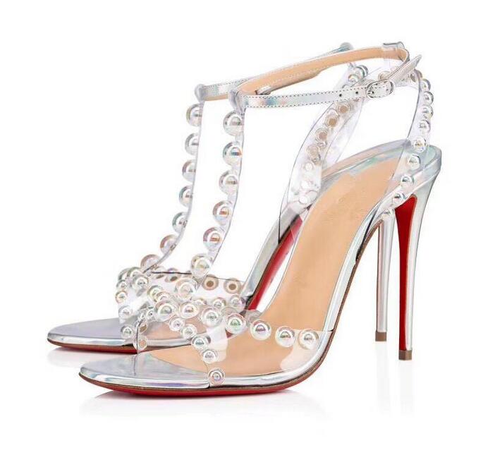 

Summer shoes designer women red bottom high heels Dress shoe PVC Sandals Marry Wedding Party Shoess