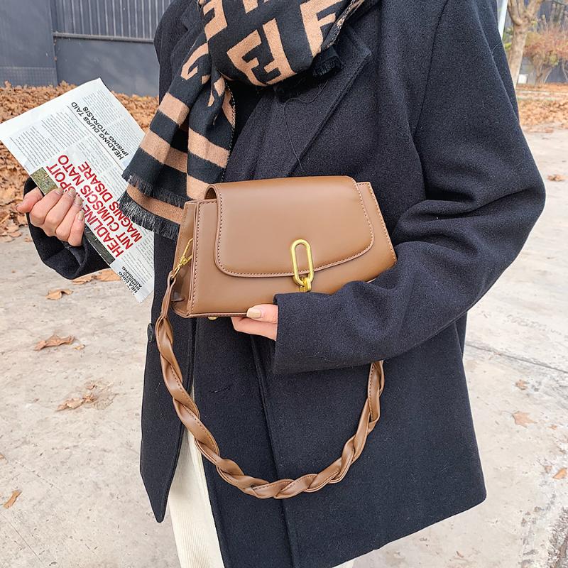 

Fashion Women's Shoulder Bags For 2021 New PU Leather Crossbody Bag Braided With Shoulder Strap Female Daily Shopper Bags, Black