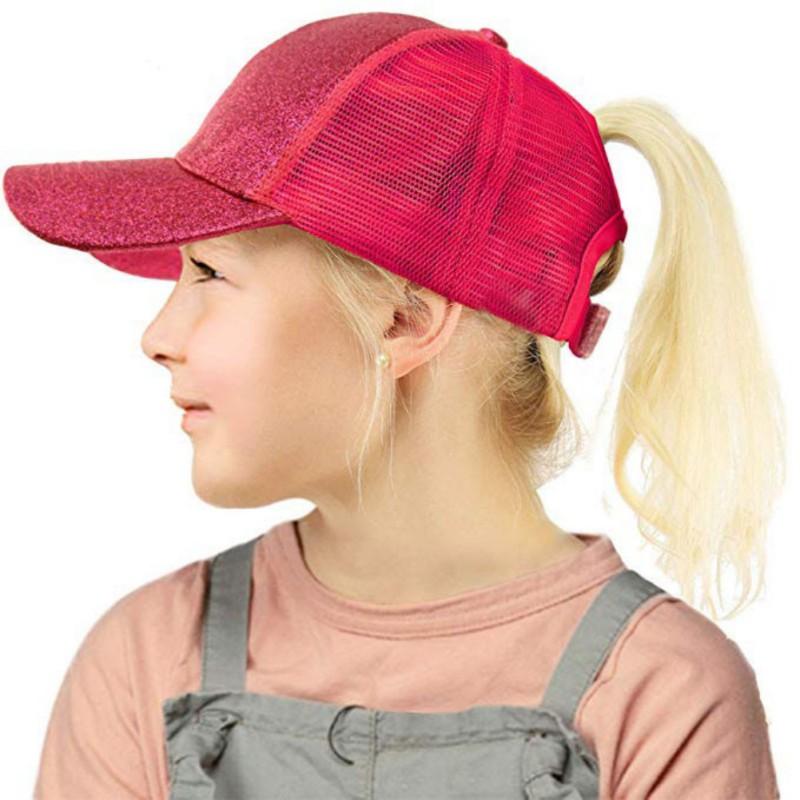 

Kids Ponytail Messy Bundle Pony caps Baseball Children Hip Hop Summer Sun Hats Boys Girls mesh snapback Caps for 2-6 years old
