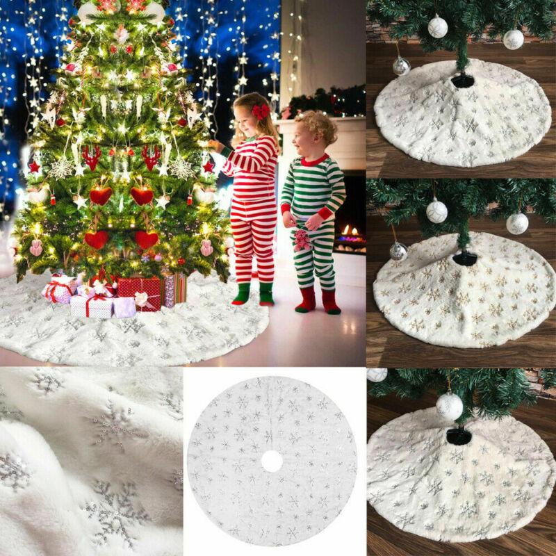 

Xmas White Christmas Tree Skirt Base Xmas Floor Mat Cover Party Decor New