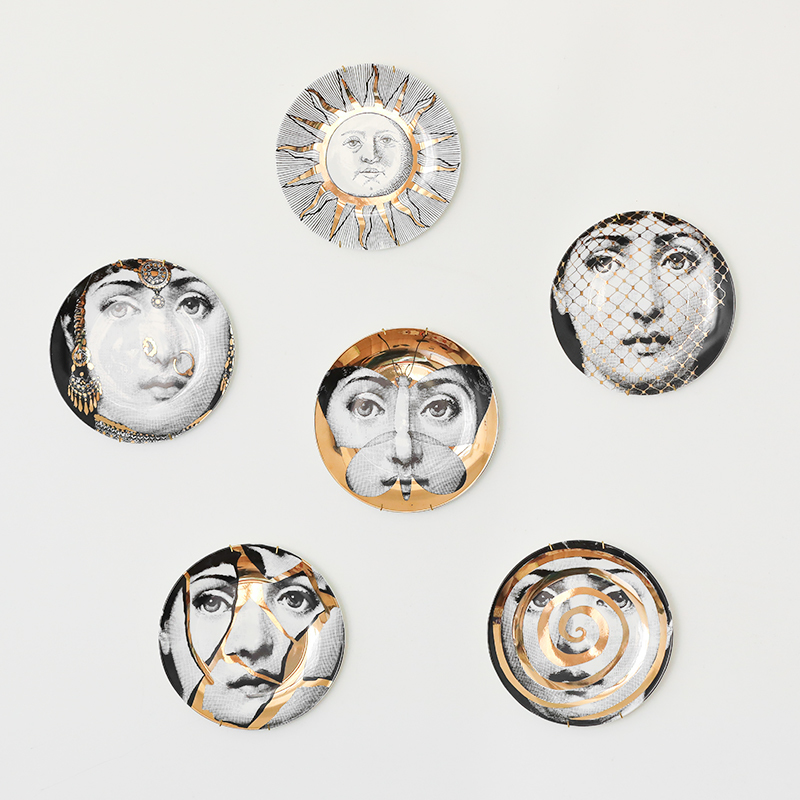

Gold Version Fashion Milan Plates Illustration Wall Hanging Dishes Sample Room Home Hotel Decoration