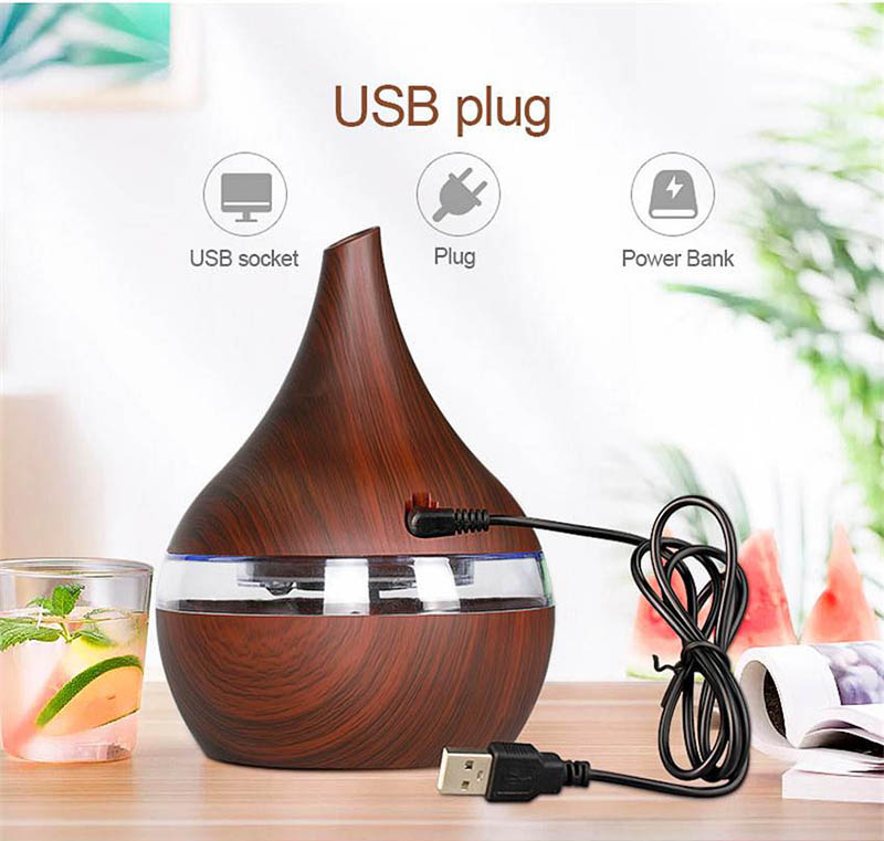 

Ultrasonic air humidifier 300ml USB Electric Aroma air wood diffuser Essential oil Aromatherapy cool mist maker For Home