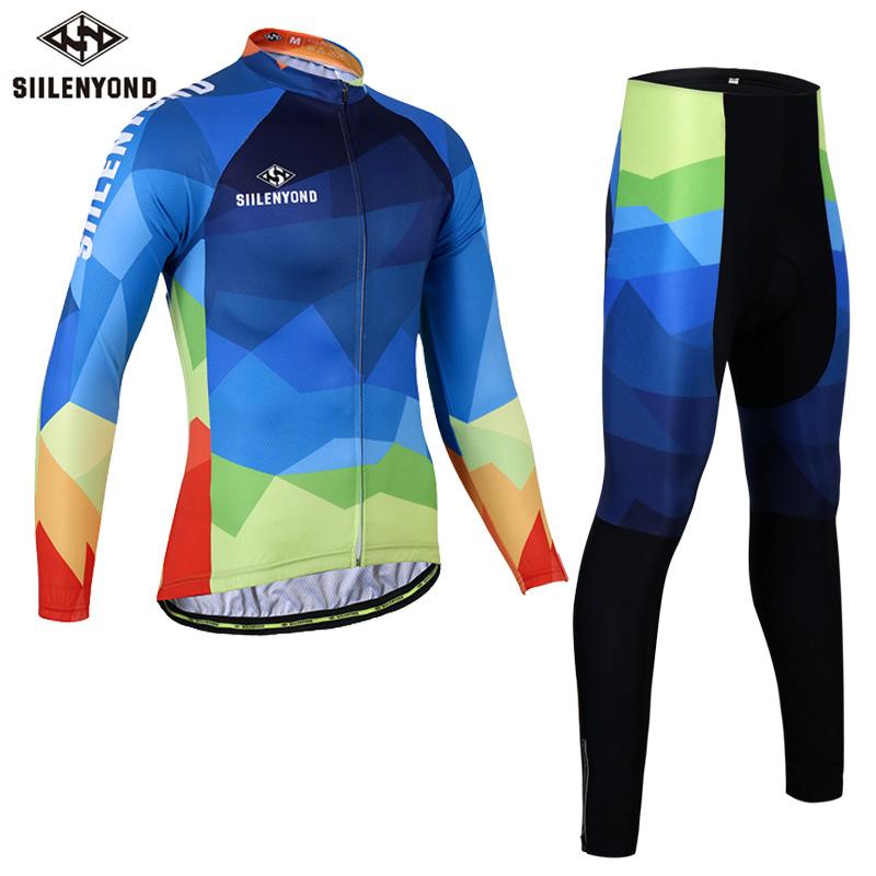 

SIILENYOND's new long-sleeved cycling suit sets spring and autumn mountain bike trousers for men and women, Multi