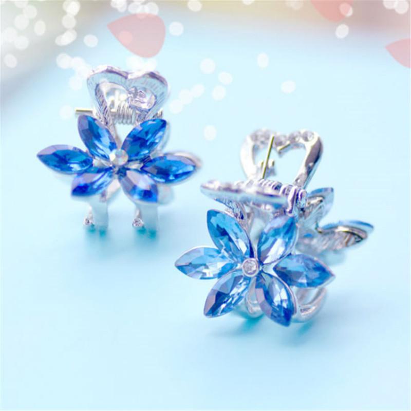 

Hair Clips & Barrettes Top Quality 5 Color Zirconia Flower For Women Jewelry Girls Gifts Fashion Silver Wedding Crystal Clip
