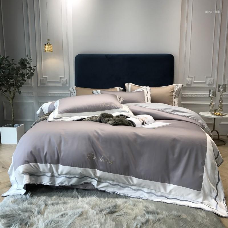 

2020 New Egyptian Cotton Gray Bedding Set Queen King Bed sheets set Duvet cover Bed cover parrure de lit ropa de cama1, Bedding set 5