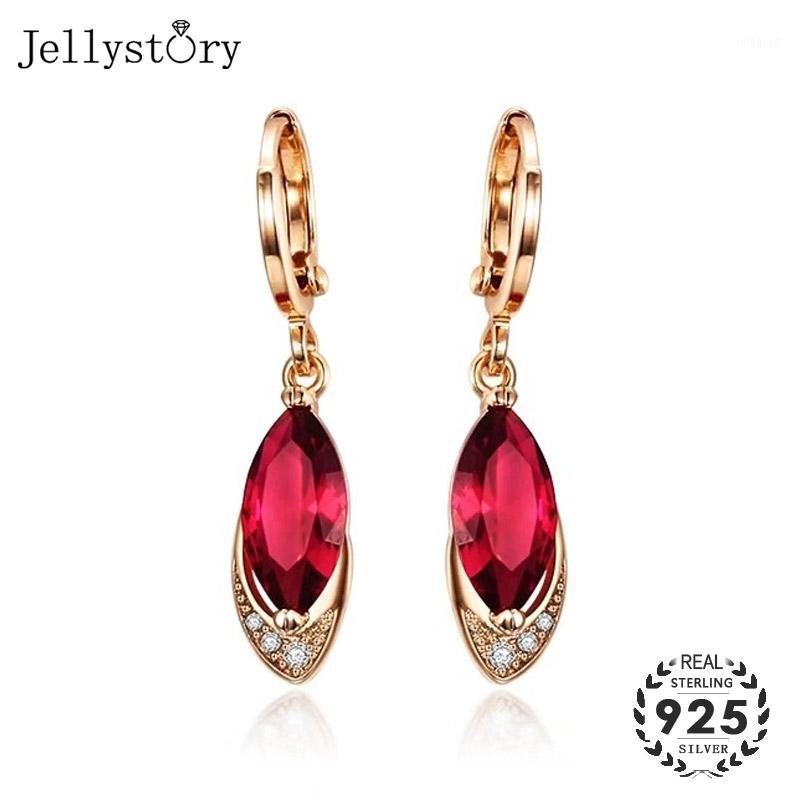 

Dangle & Chandelier Jellystory Fashion Silver 925 Earrings Jewelry Geometric Shaped Ruby Zircon Gemstone Drop For Women Wedding Party Gifts1