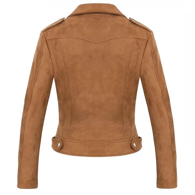

Autumn Winter New Female Solid Jacket Fashion Faux Suede Lapel Collar Outwear Casual Pocket Zipper Ladies Short Coats