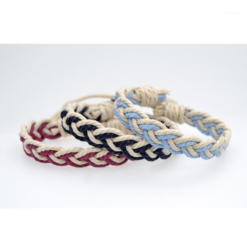 

Vintage Punk Wave Rope Bracelet Men Fashion Braided Handmade Rope Wrap Adjustsize Length Bracelets & Bangles Male Gift1