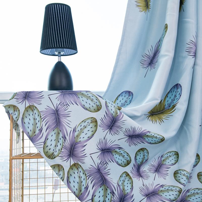 

Luxury Curtains For Living Room Feather Print Blinds Jacquard Drapes For Bedroom Chinese Window Shading High Shading Panels, Purple