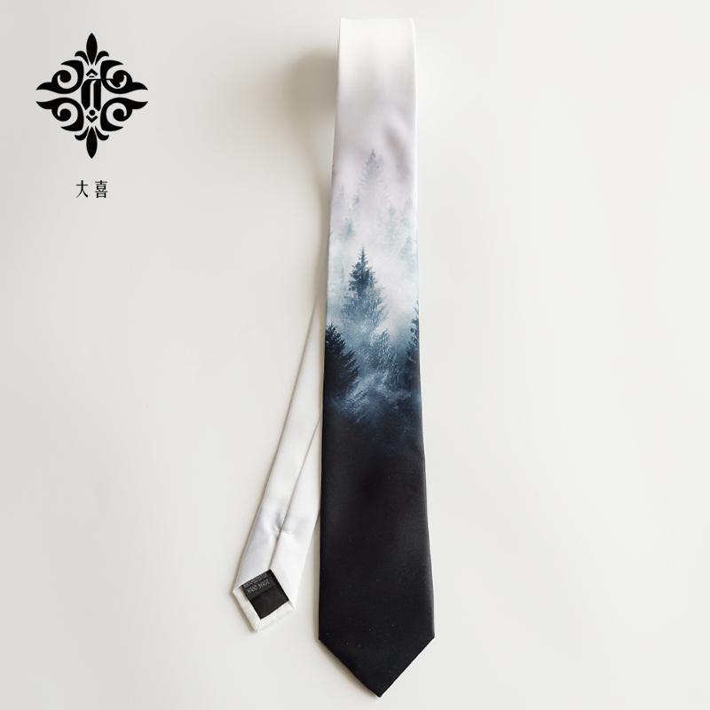 

Printed Bow Tie necktie 7cm5.5cm Dark Blue Gradient Landscape Chinese Style Retro Birthday Youth Gift gravatas1