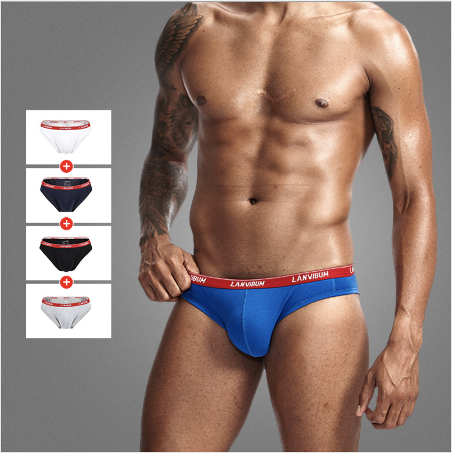 LANVIBUM men underwears cotton plain mens underwears boxers mens breathable underwears designer men&#039;s underwear solid briefs underpants-image-598341917