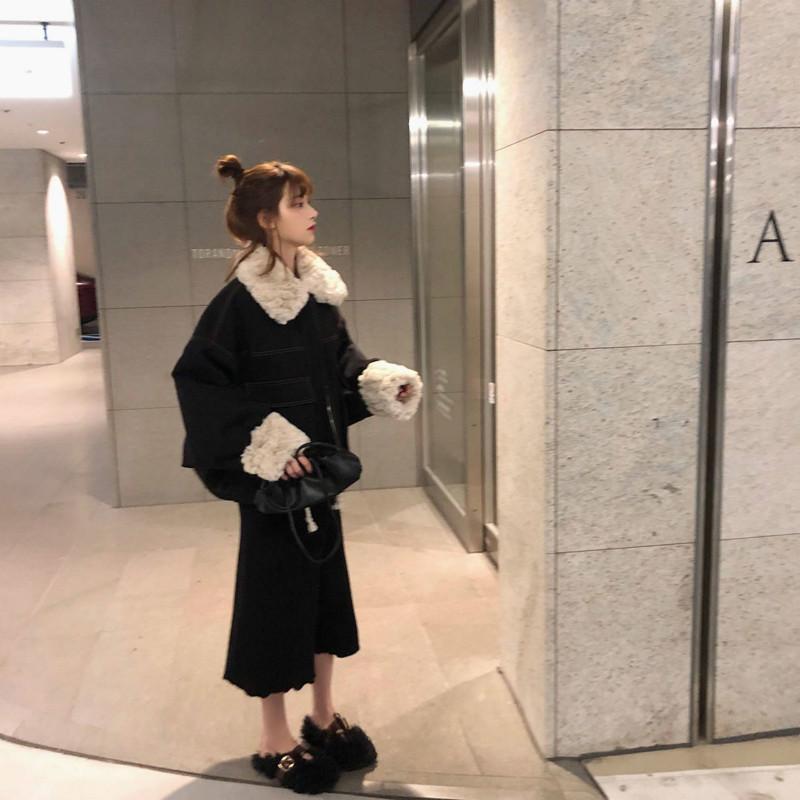 

2020 New Winter Faux Fur Collar Short Women Parkas Solid Fashion Sweet Warm Jackets Female Loose Oversize Down Cotton Coats Y33, Pink