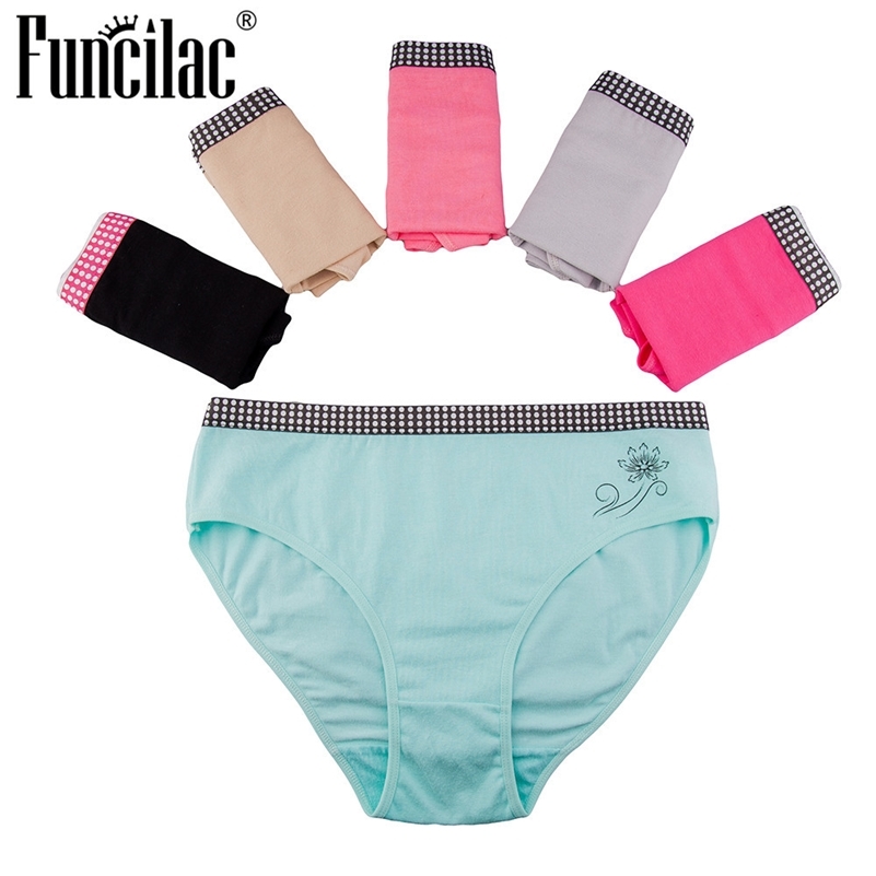

FUNCILAC Women Underwear Panties Seamless Sexy Plus Size Cotton Ladies Briefs Feminino Clothing Big Size XXXXL 5pcs/Lot 201112, Multi