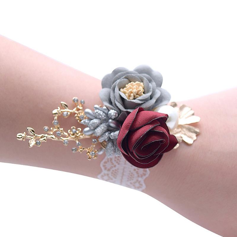 

1Pc 19 Styles Wrist Flowers Bride Bridesmaid Hand Flowers Artificial Wedding Dancing Party Decor Bridal Prom Accessories
