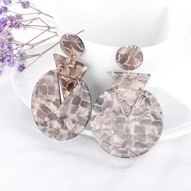 

New Combination Geometric Resin Acrylic Drop Earring For Women Exaggerate Triangle Round Wafer Hanging Earring Exquisite Jewelry1