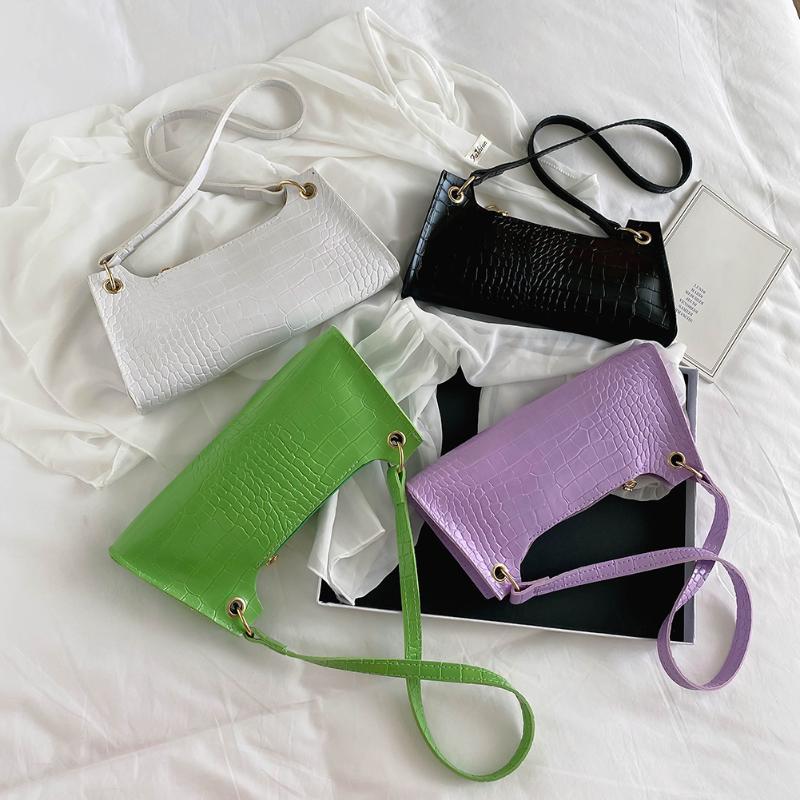 

Casual Solid PU Leather Women Handbag Totes Alligator Pattern Female Shoulder Bag Popular Simple Female Daily Underarm Bags 2021, Green
