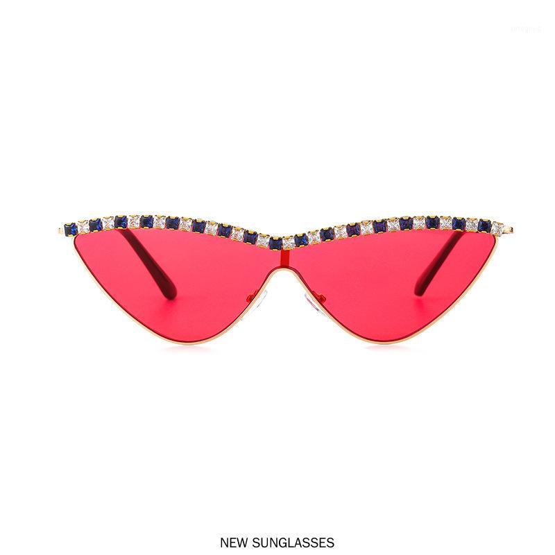 

Sunglasses Fashion Diamond Frame Cat 2021 Women Vintage Triangle Rhinestone Glasses For Female Metal UV400 FML1
