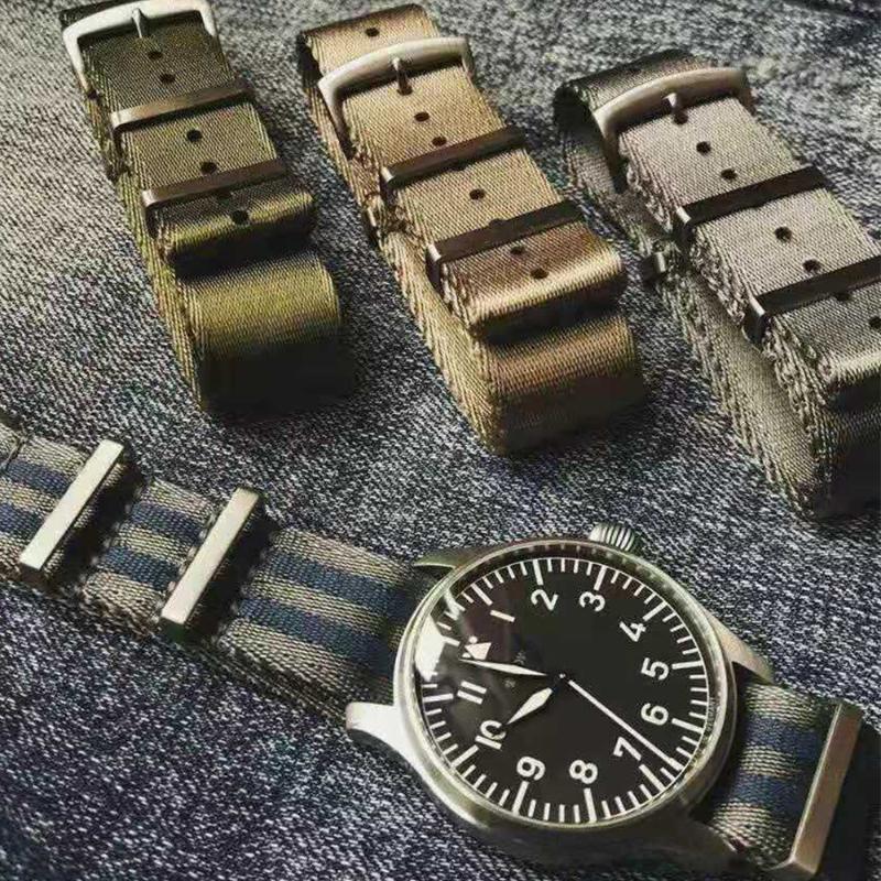 

Watch Bands Premium Quality Herringbone 20mm 22mm Seatbelt Band Nylon Nato Strap For Military Men Ribbon Stripe, Black;brown