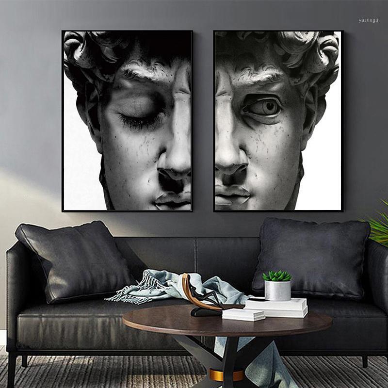 

Paintings Vintage David Plaster Statue Greek Sculpture Poster Canvas Painting Wall Art Prints Living Room Interior Home Decoration