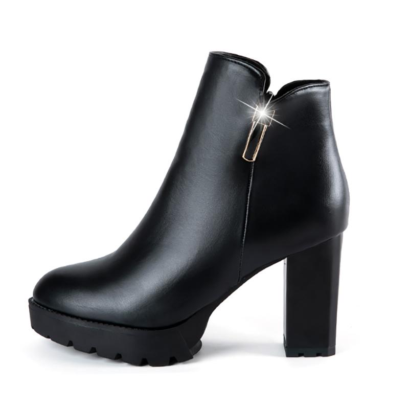 

Winter for woman new fashion Pointed toe shoes clear heels boots Platform Elegant zipper Consice ankle boots 35-40, Black