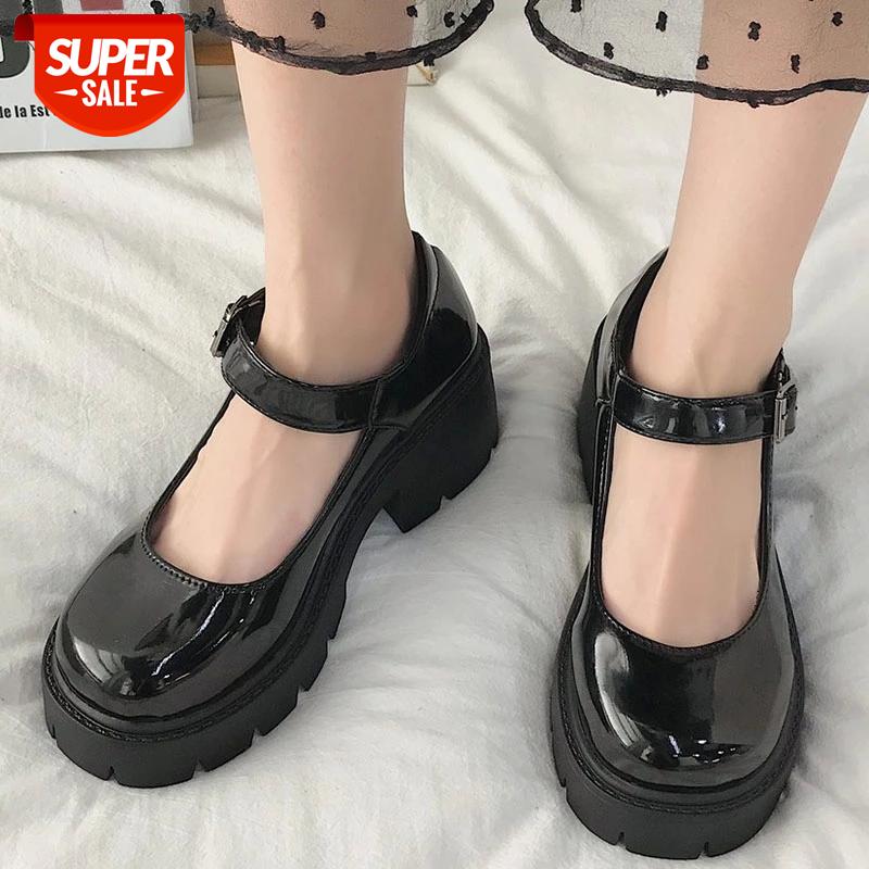 

Vintage Women Pumps Buckle Strap Round Toe Lolita Shoes Fashion Platform Square Heel Female Shoes Sapatos Das Mulheres #fL4v, Beige