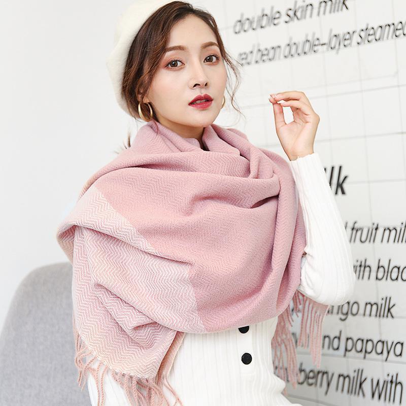 

Fashion Warm Scarf for Autumn and Winter New Style Imitation Cashmere Brushed Scarf Women Thick Warm Stitching Herringbone1