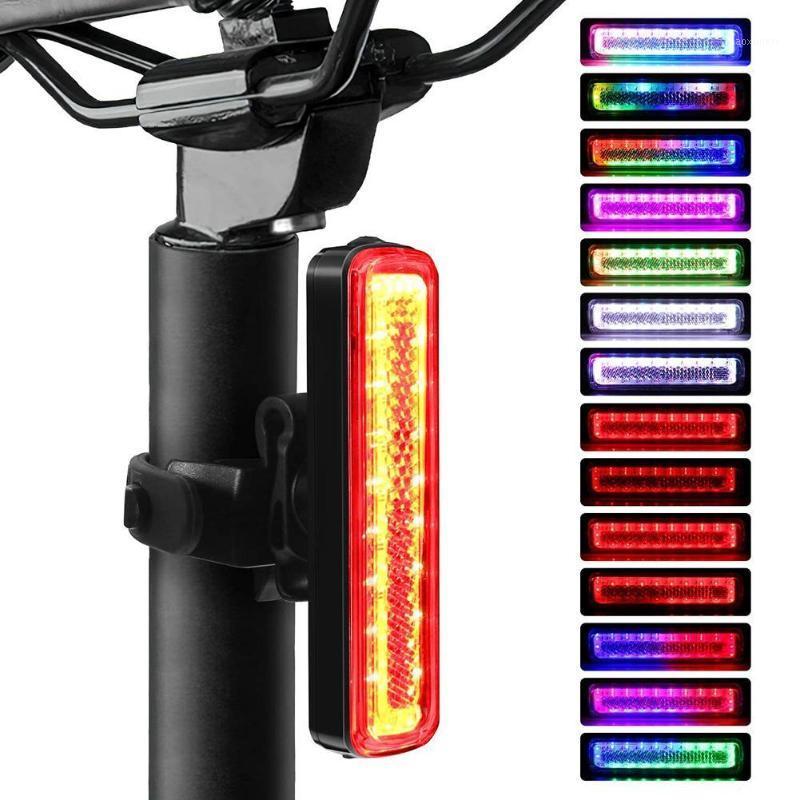 

Bicycle tail light LED warning USB Rechargeable COB Lamp Beads 7 Colors 14 Lighting Modes Ipx6 Waterproof Car Lights1